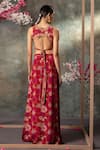 Shop_Mehak Murpana_Pink Crepe Printed Floral Round Backless Top And Skirt Set _at_Aza_Fashions