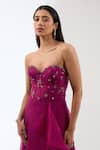 Anjali Kanwar_Wine Silk Embellished Crystal Brooch Sweetheart Neck Corset Gown _Online_at_Aza_Fashions