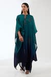 Buy_Anjali Kanwar_Green Viscose Embroidery Sequin Keyhole Kaftan Tunic And Pant Set _at_Aza_Fashions