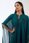 Anjali Kanwar_Green Viscose Embroidery Sequin Keyhole Kaftan Tunic And Pant Set _Online_at_Aza_Fashions