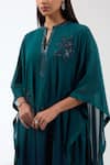 Buy_Anjali Kanwar_Green Viscose Embroidery Sequin Keyhole Kaftan Tunic And Pant Set _Online_at_Aza_Fashions