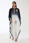 Buy_Anjali Kanwar_White Viscose Embroidery Sequin Keyhole Ombre Kaftan Tunic And Pant Set _at_Aza_Fashions