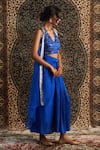 Shop_Charkhee_Blue Overlay Organza Placement Embroidery Ornate Border And Draped Skirt Set _Online_at_Aza_Fashions