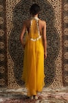 Shop_Charkhee_Yellow Overlay Organza Placement Embroidery Wave Bustier Sequin And Skirt Set _at_Aza_Fashions