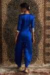 Shop_Charkhee_Blue Model Satin Embroidery Sequin One Placement Wrap Around Kurta With Pant _at_Aza_Fashions