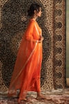 Buy_Charkhee_Orange Kurta And Pant Modal Satin Embroidery Sequin V Gota Panel Straight Set _Online_at_Aza_Fashions