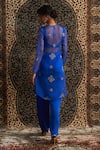 Shop_Charkhee_Blue Bustier And Pant Modal Satin Embroidery Diamond Butti Sheer Kurta Set _at_Aza_Fashions