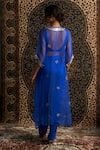 Shop_Charkhee_Blue Bustier And Pant Modal Satin Embroidery Dabka V Neck Hand Sheer Kurta Set _at_Aza_Fashions