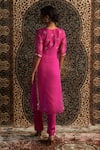 Shop_Charkhee_Pink Kurta Organza Embroidery Gota Patti Geometric Butti Bodice With Pant _at_Aza_Fashions