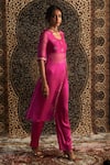 Buy_Charkhee_Pink Kurta Organza Embroidery Gota Patti Geometric Butti Bodice With Pant _Online_at_Aza_Fashions