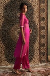 Shop_Charkhee_Pink Kurta Organza Embroidery Gota Patti Geometric Butti Bodice With Pant _Online_at_Aza_Fashions