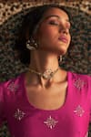 Charkhee_Pink Kurta Organza Embroidery Gota Patti Geometric Butti Bodice With Pant _at_Aza_Fashions