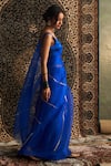 Shop_Charkhee_Blue Saree Organza Embroidery Sequin Scoop Neck Gota Patti With Blouse _Online_at_Aza_Fashions