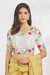 Paksh_Yellow Chanderi Silk Printed Striped And Embroidered Saree With Blouse  _at_Aza_Fashions