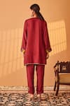 Shop_Bo tree_Maroon Abu Dai Silk Embroidery Zardozi Rukhsar Placement Kurta And Pant Set _at_Aza_Fashions