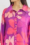 Buy_Paksh_Purple Silk Satin Printed Floral Collared Neck Kaftan And Pant Set _Online_at_Aza_Fashions