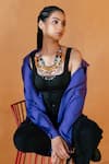 KrutiArts_Black Embroidery Veto Tha Layered Boho Necklace _at_Aza_Fashions