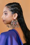 Buy_KrutiArts_Cream Embroidery Oh Taari Statement Earrings _at_Aza_Fashions