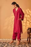 Buy_Bo tree_Pink Abu Dai Silk Embroidery Thread Patchwork V Saher E Dil Placement Kurta Set 