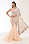 Buy_Rabani & Rakha_Pink Net Embroidery Sequin Sweetheart Sairra Work Lehenga Saree With Blouse _at_Aza_Fashions