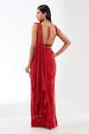 Shop_Rabani & Rakha_Red Chiffon Sequins, Beads Sairra Embroidered Pre-stitched Saree With Blouse _at_Aza_Fashions