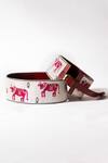 Shop_KrutiArts_White Embellished Sudoku Cow Embroidered Belt- Single Pc _at_Aza_Fashions