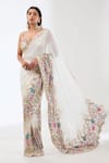 Buy_Rabani & Rakha_Ivory Georgette Embroidery, Sairra Resham Border Pre-stitched Saree With Blouse _at_Aza_Fashions