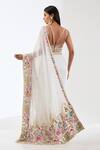 Shop_Rabani & Rakha_Ivory Georgette Embroidery, Sairra Resham Border Pre-stitched Saree With Blouse _at_Aza_Fashions