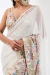 Rabani & Rakha_Ivory Georgette Embroidery, Sairra Resham Border Pre-stitched Saree With Blouse _Online_at_Aza_Fashions