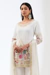Buy_Rabani & Rakha_Ivory Georgette Cut Work, Embroidery, Ayat Resham Border Kurta Gharara Set _Online_at_Aza_Fashions