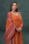 Hirika&Dhruti_Orange Anarkali And Dupatta Cotton Printed Ethnic Bandhani U Churidar Set _Online_at_Aza_Fashions