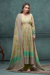 Buy_Hirika&Dhruti_Green Anarkali And Dupatta Cotton Printed Floral Square Pant Set _at_Aza_Fashions