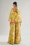 Shop_Gopi Vaid_Yellow Blazer And Pant Tussar Print Floral Blazer Front Open Mahek & Set _at_Aza_Fashions