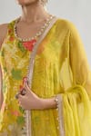 Gopi Vaid_Yellow Kurta And Sharara Chiffon Print Floral U Neck Kalki Bloom Set _at_Aza_Fashions