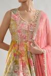 Gopi Vaid_Multi Color Kurta And Sharara Chiffon Print Floral V Neck Jaanvi Set _at_Aza_Fashions