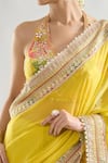 Gopi Vaid_Yellow Saree Chiffon Print Floral Halter Keya Embroidered Border With Blouse _at_Aza_Fashions