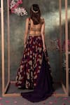 Shop_Mehak Murpana_Purple Crepe Printed Botanical Cutwork Lehenga Set _at_Aza_Fashions