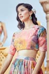 Buy_Alaya Advani_Multi Color Blouse And Lehenga Tissue Printed Floral Abstract Pleated Set _Online_at_Aza_Fashions