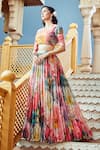 Alaya Advani_Multi Color Blouse And Lehenga Tissue Printed Floral Abstract Pleated Set _at_Aza_Fashions