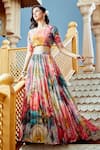 Buy_Alaya Advani_Multi Color Blouse And Lehenga Tissue Printed Floral Abstract Pleated Set 