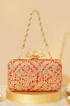 Shop_AMYRA_Red Embroidered Vanya Clutch _at_Aza_Fashions