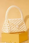 Shop_AMYRA_Off White Embellished Amelia Triangle Pearl Bag _at_Aza_Fashions