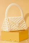 AMYRA_Off White Embellished Amelia Triangle Pearl Bag _Online_at_Aza_Fashions