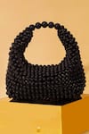 AMYRA_Black Embellished Zia Pearl Square Bag _Online_at_Aza_Fashions