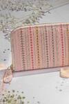 Shop_Amyra_Peach Embroidery Linea Stripe Wallet _at_Aza_Fashions
