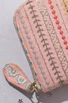 Amyra_Peach Embroidery Linea Stripe Wallet _Online_at_Aza_Fashions