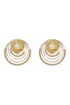 Buy_ITRANA_Gold Plated Pearl Lotus Carved Studs _at_Aza_Fashions