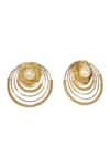 Buy_ITRANA_Gold Plated Pearl Lotus Carved Studs _Online_at_Aza_Fashions