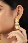 Buy_ITRANA_Gold Plated Hexa Pearl Earrings _at_Aza_Fashions