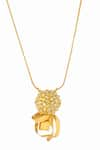 Shop_ITRANA_Gold Plated Zircon Calendula Pendant Necklace _at_Aza_Fashions